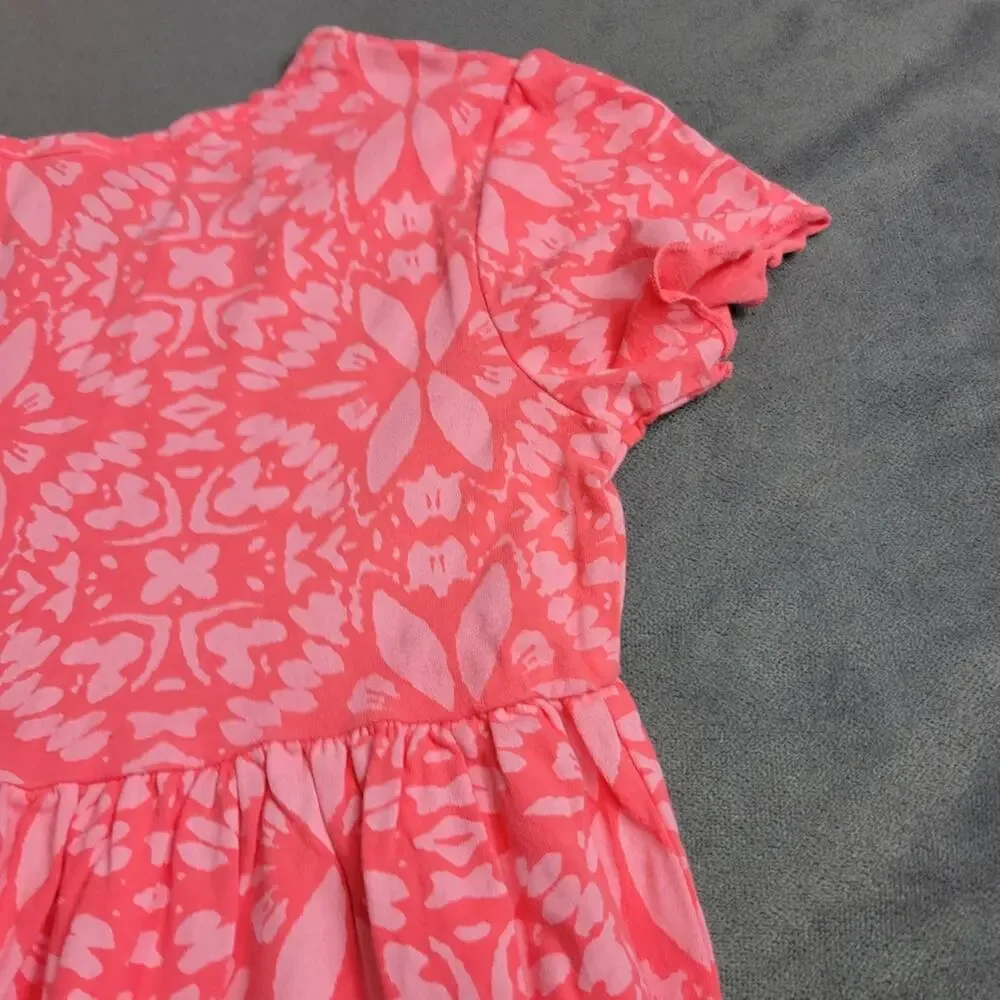 Fresh Produce Dress Girl Medium Pink Comfort Stretch Floral USA Made 100% Cotton